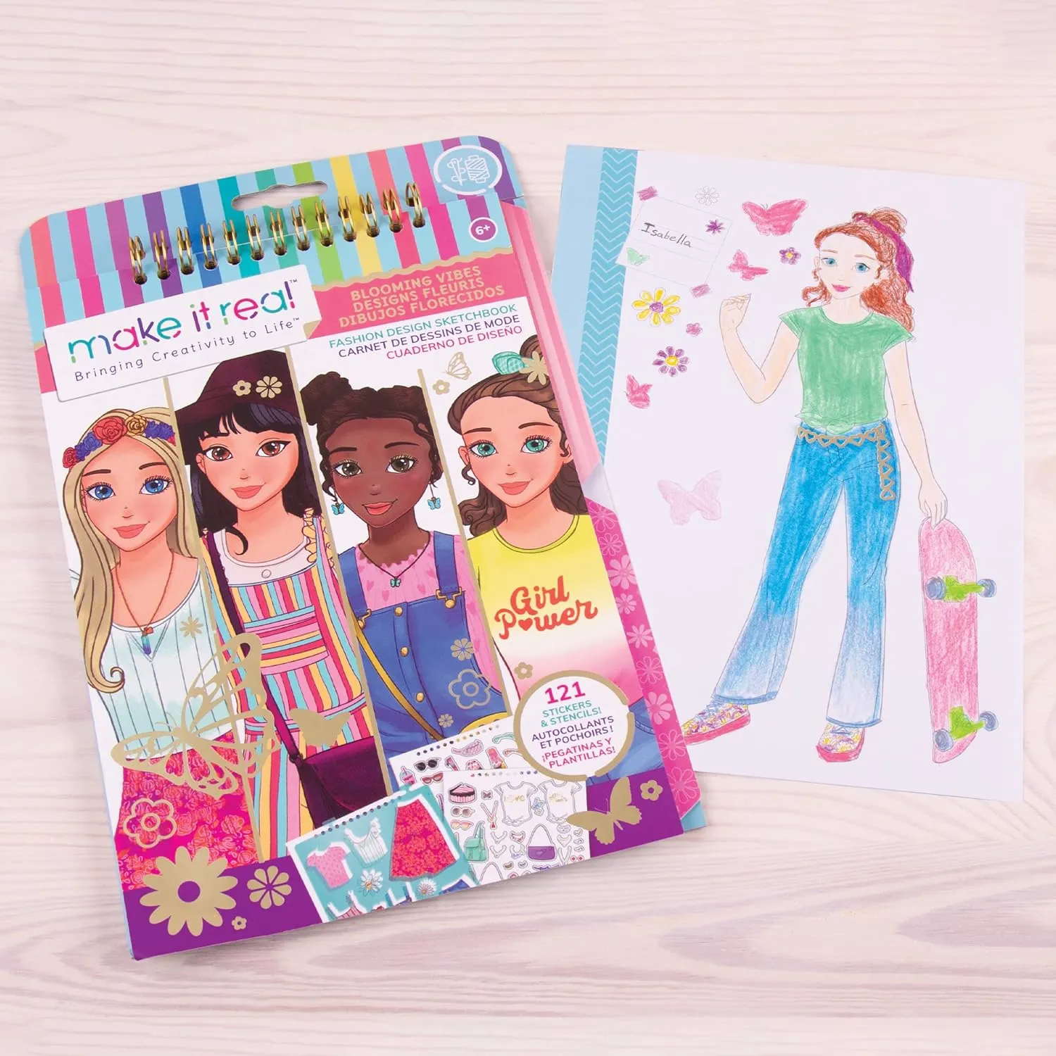 Make It Real - Fashion Design Sketchbook: Blooming Vibes - Fashion Sketchbook for Girls - Kids Fashion Design Kit