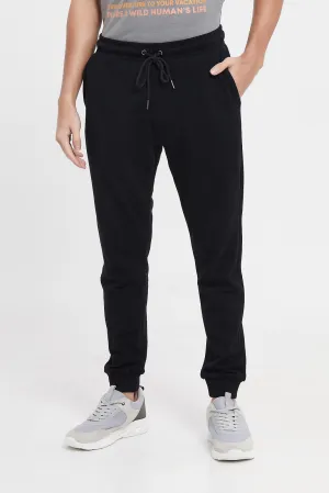 Men Black Pique Jog Pant