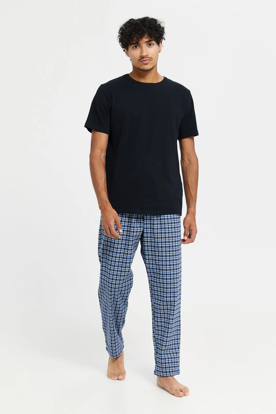 Men Blue Checkered Pyjama Bottom