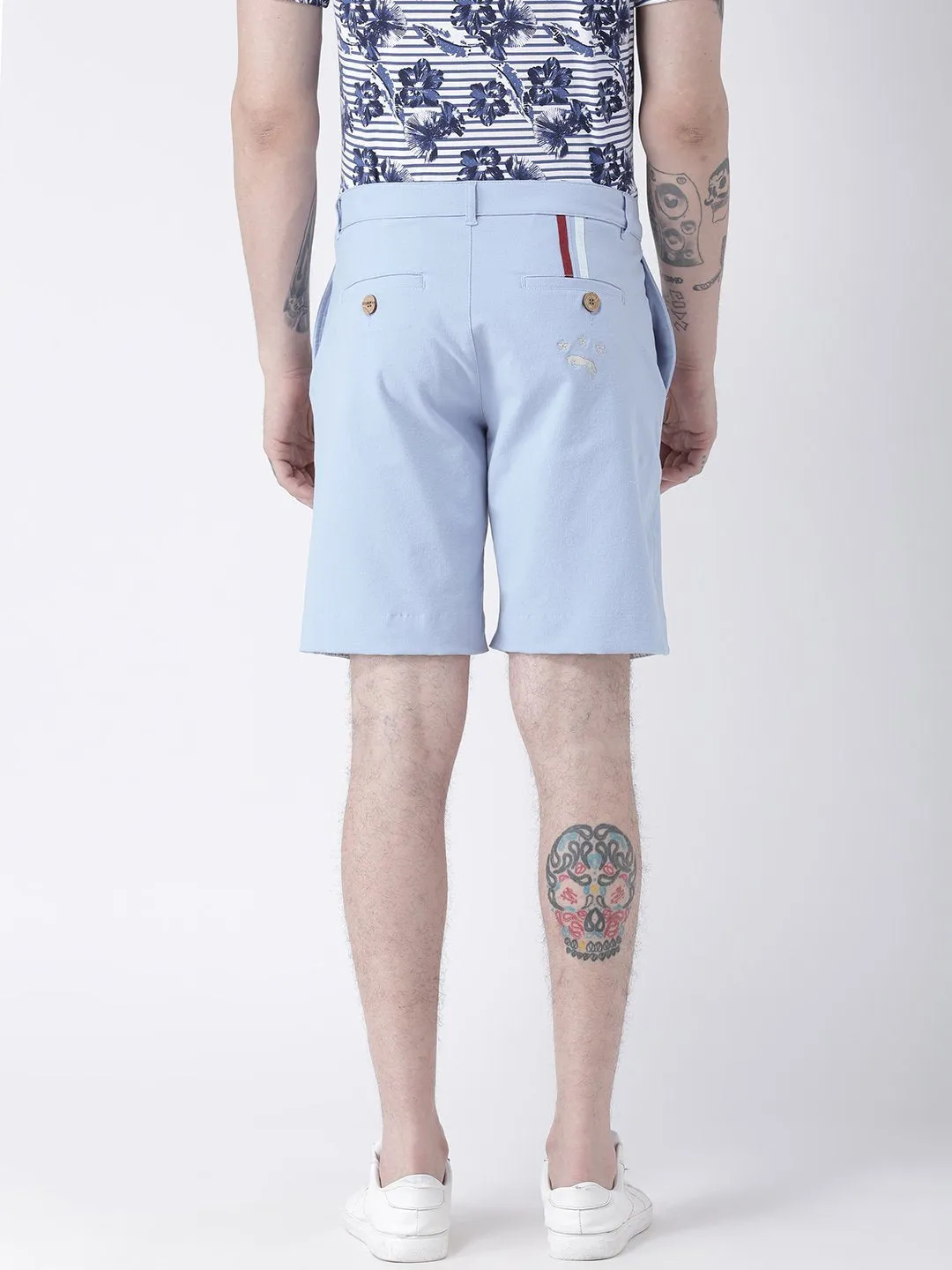 Men Blue Solid Chino Shorts