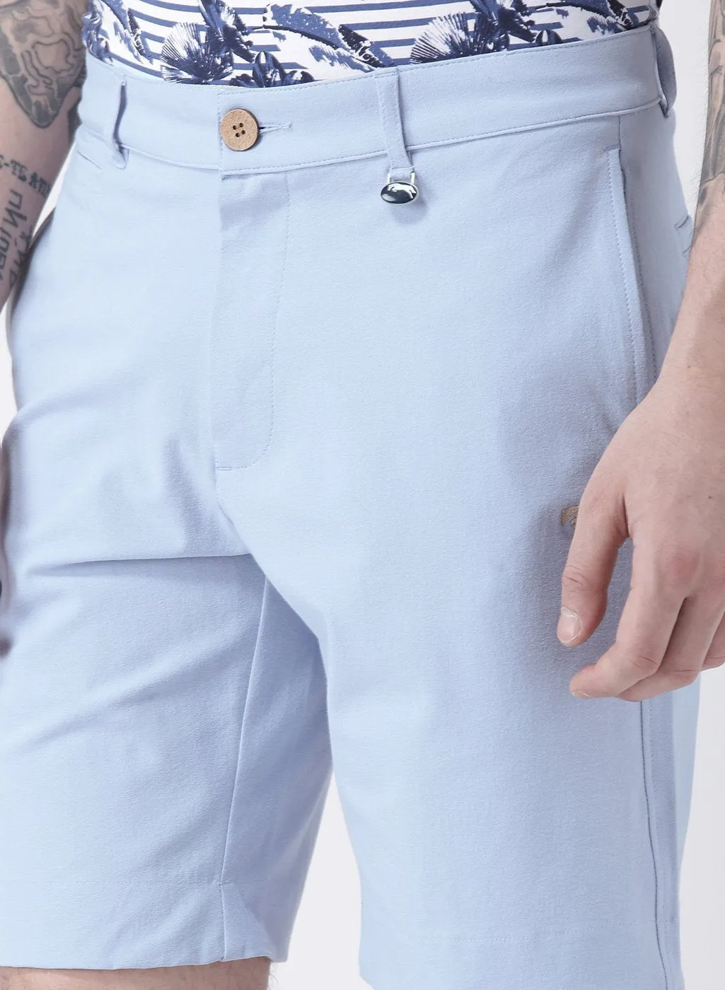 Men Blue Solid Chino Shorts