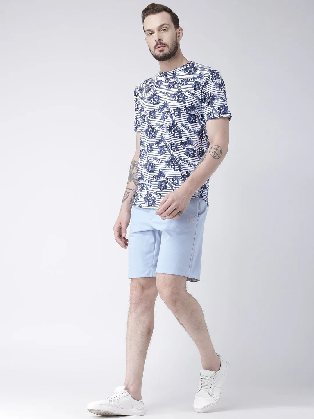 Men Blue Solid Chino Shorts