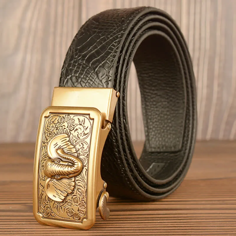 Men's Punk Elephant Alligator Pattern Leather Belt