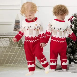 Newborn Baby Christmas Sweater Jumpsuit Toddler Reindeer Long Sleeve Knit Romper