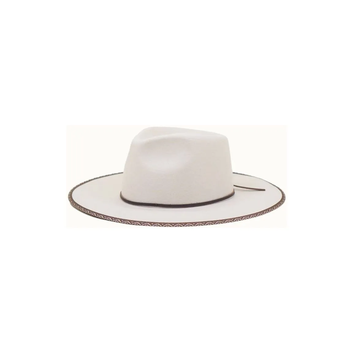 Olive & Pique - AVRIL - 100% Wool Felt Rancher, Tribal Cocoa Band, Ivory Hat