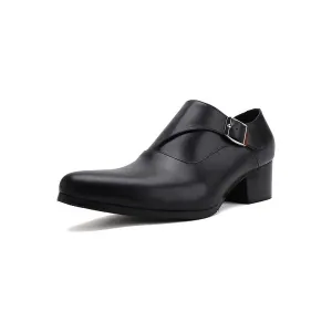 Refined Embossed Pointed Toe Monkstrap Dress Shoes