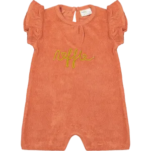 Riffle Amsterdam - Organic Ruffle Sleeve Terry Romper - Riffle Logo