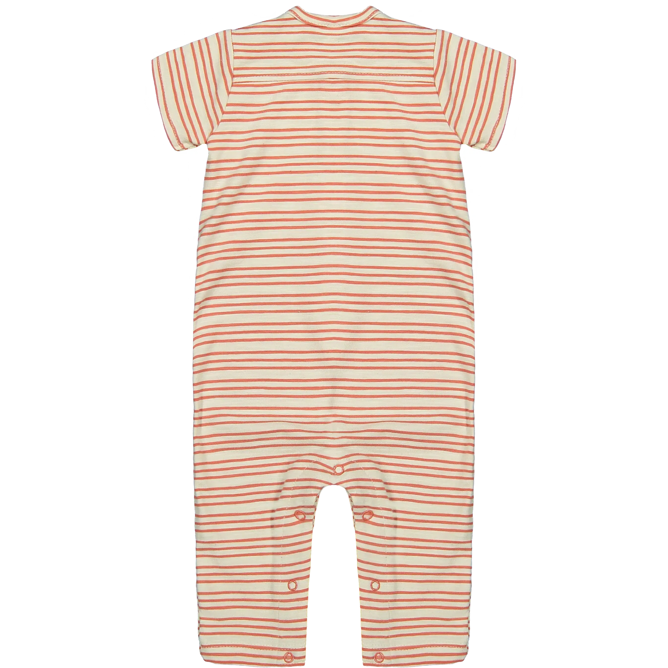 Riffle Amsterdam - Organic Short Sleeve Romper - Tangerine Stripe