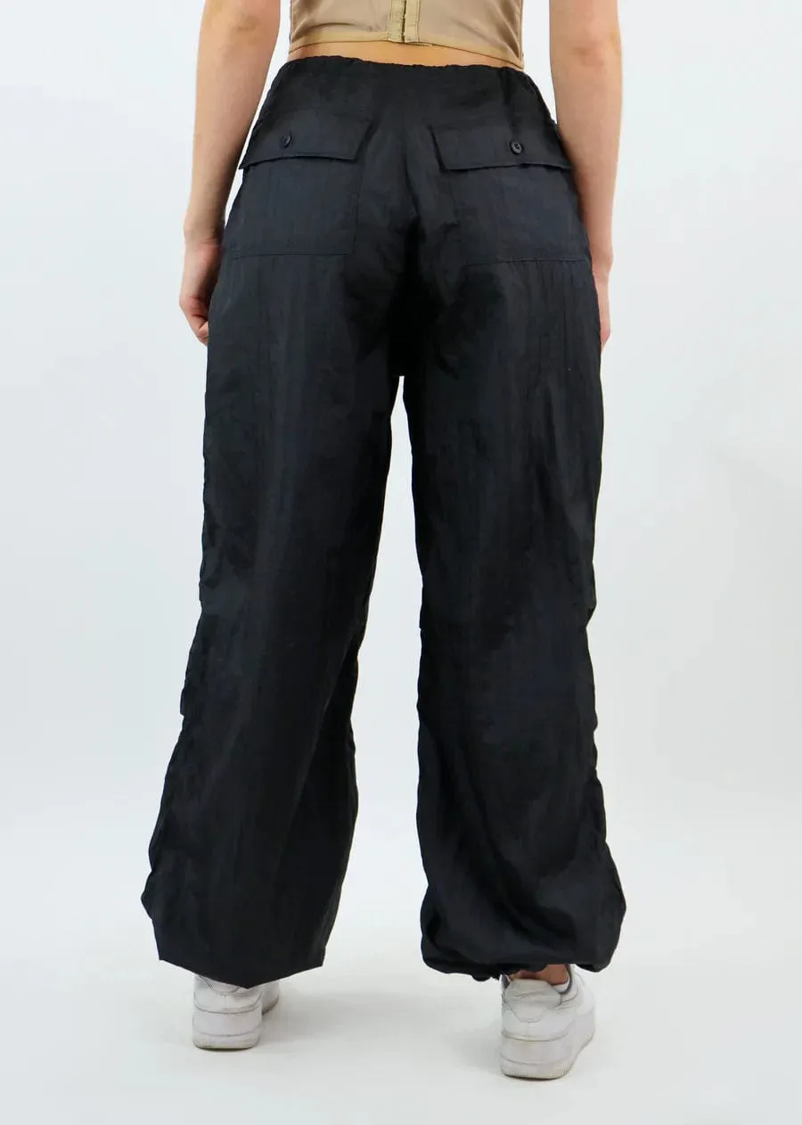 Rock N Rags - "Ready To Fly" Parachute Pants - Black -  Adjustable Waist Ankle Detail