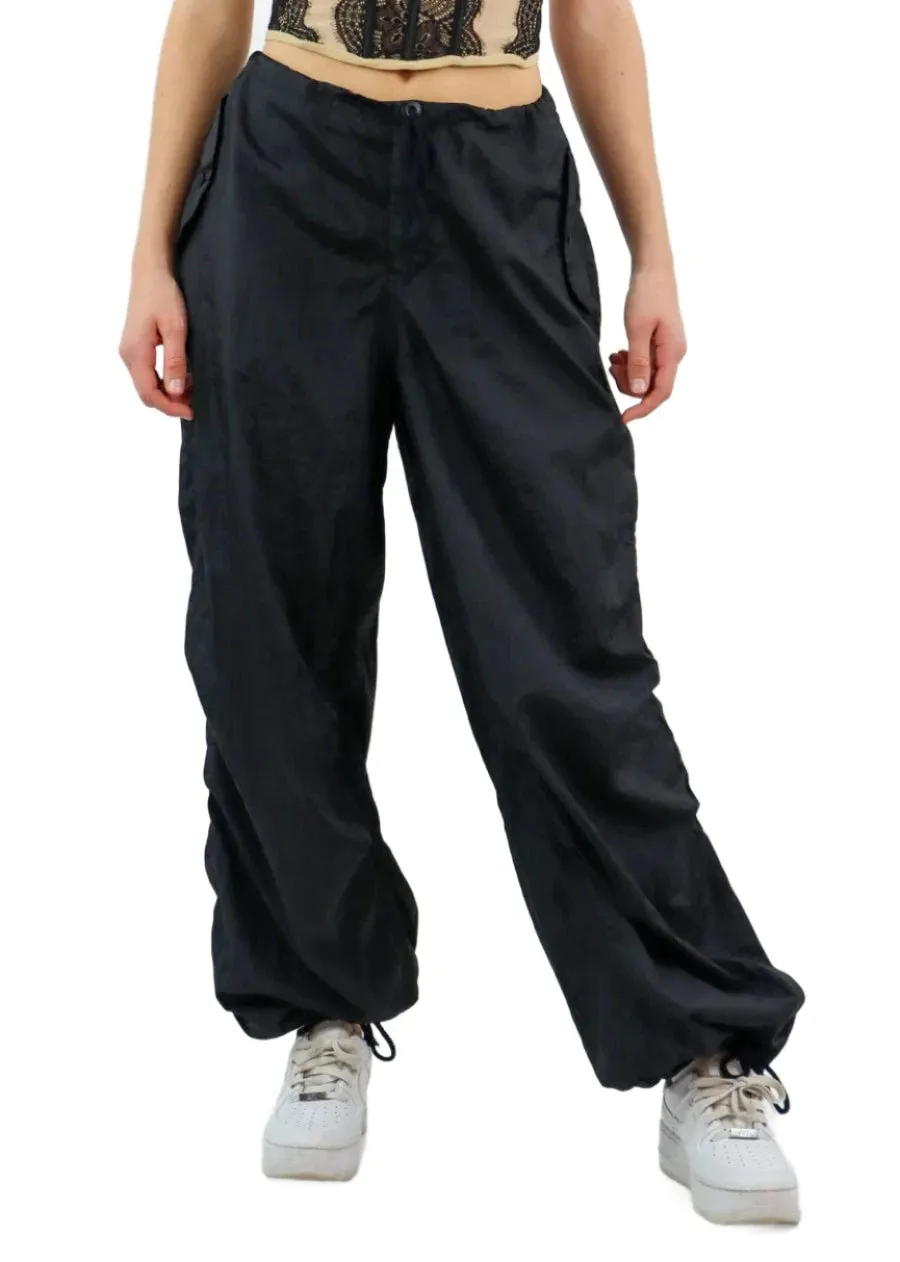 Rock N Rags - "Ready To Fly" Parachute Pants - Black -  Adjustable Waist Ankle Detail