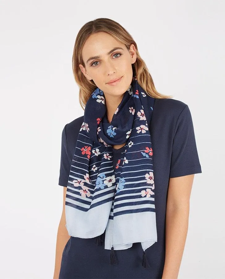 Scattered Floral Stripe Scarf