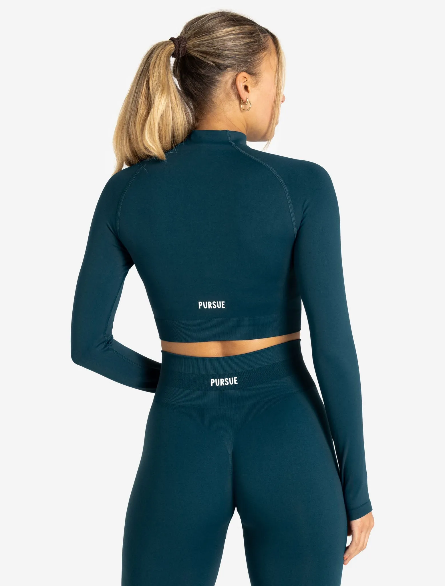 Scrunch Seamless Crop 1/2 Zip - Dark Teal