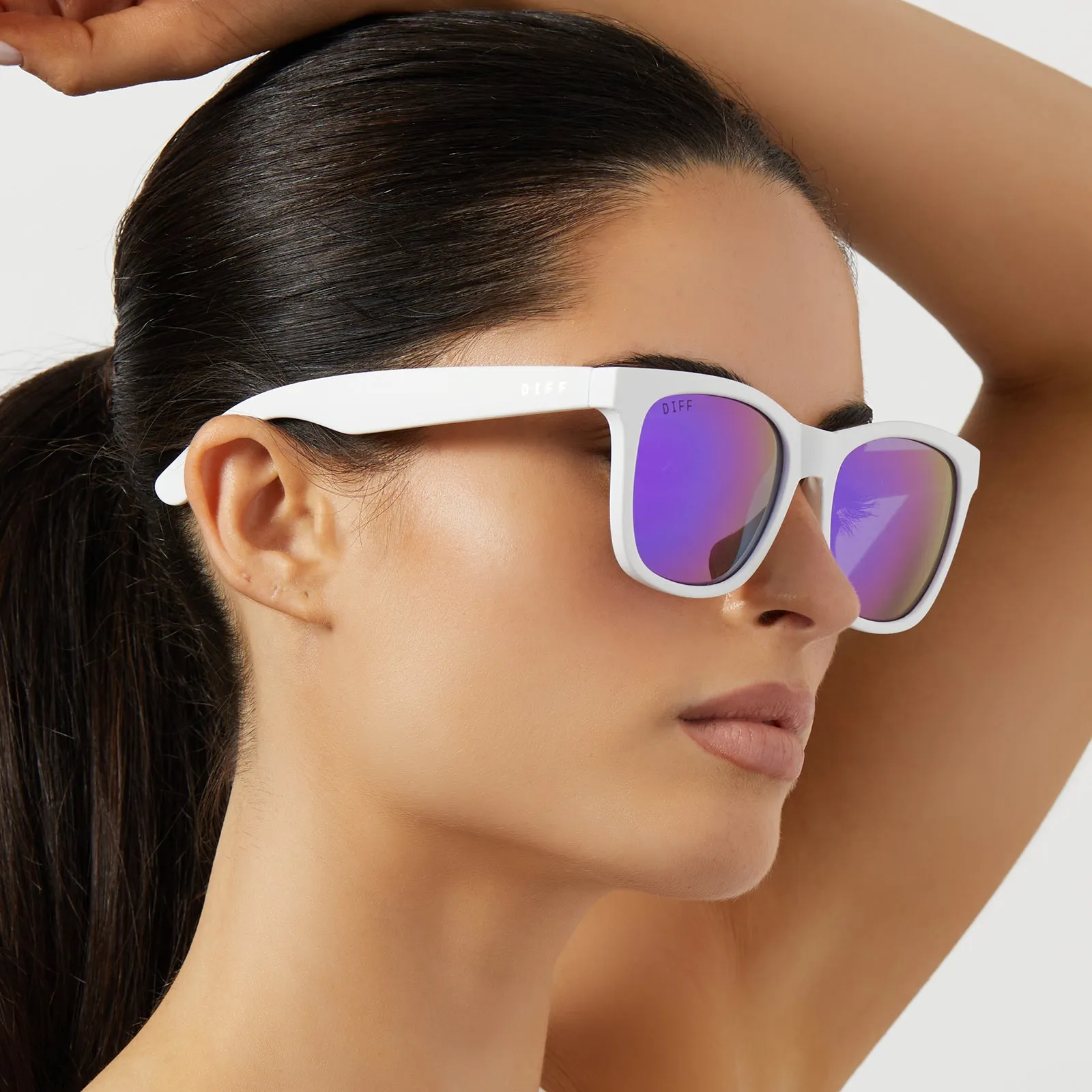 STORM - MATTE WHITE   PURPLE MIRROR   POLARIZED SUNGLASSES