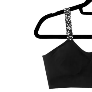 strap-its Basic Bra (attached strap)- Black Bra/Flower Strap