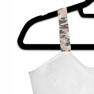 strap-its Plus size Basic Bra (attached strap)- White Bra/Camo Strap