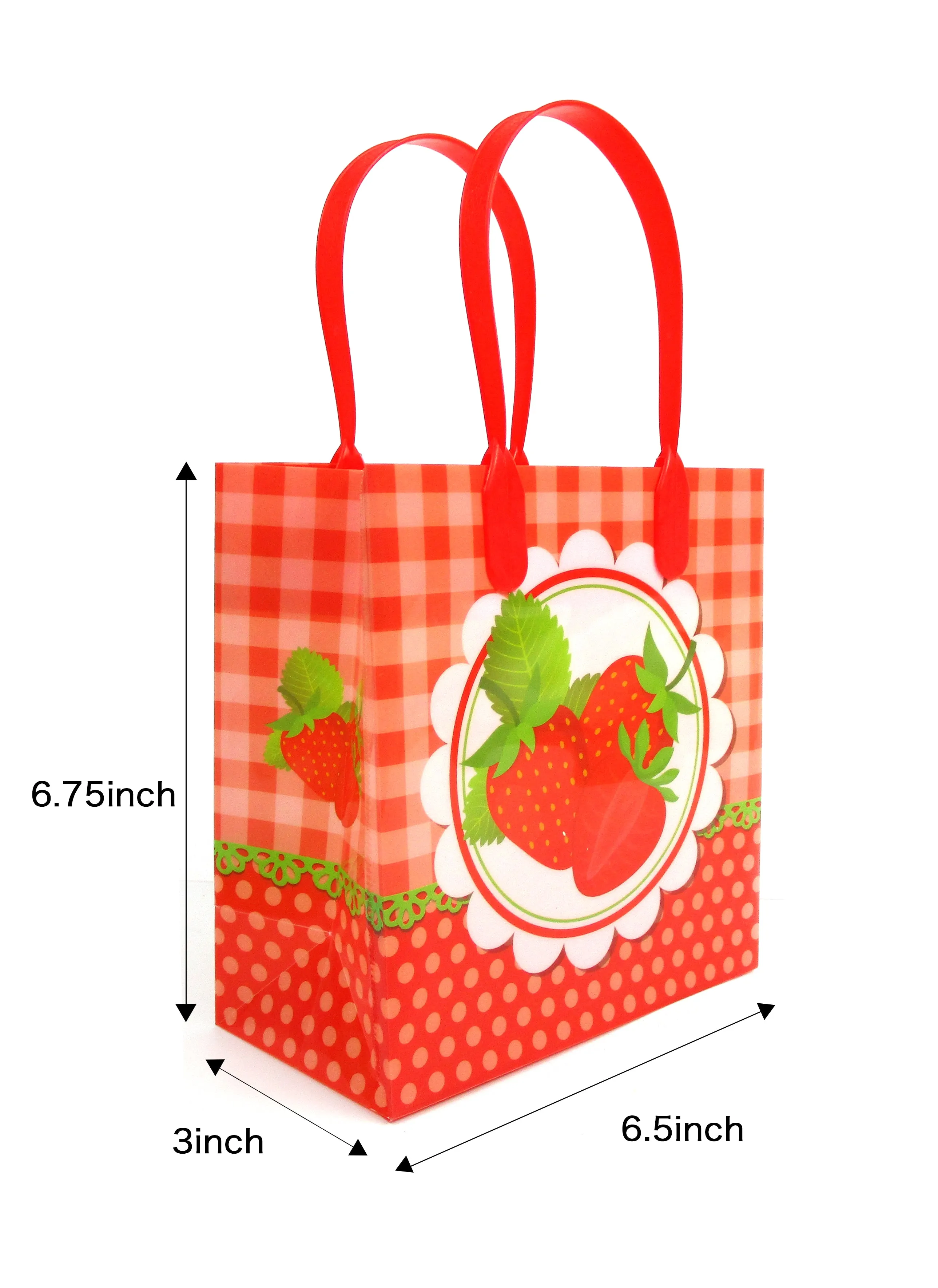 Strawberry Party Favor Bags Treat Bags - Set of 6 or 12