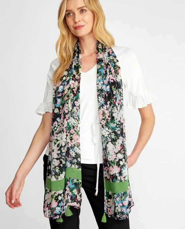 Summer Floral Tassel Scarf