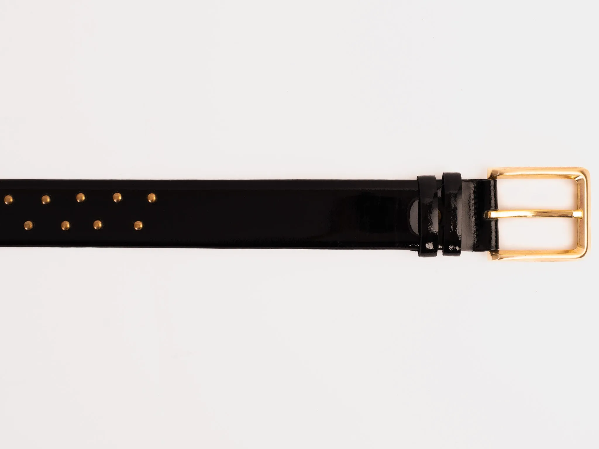 The Jupiter Black Patent Spike Leather Belt