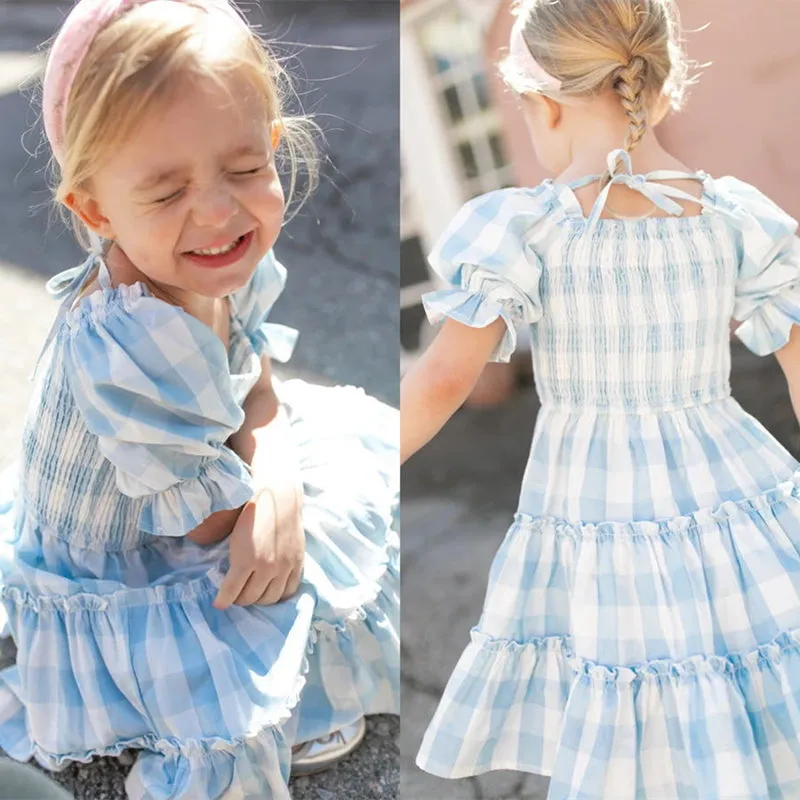 Toddler Little Girls Summer Ruffle Short Sleeve Print Princess Dress