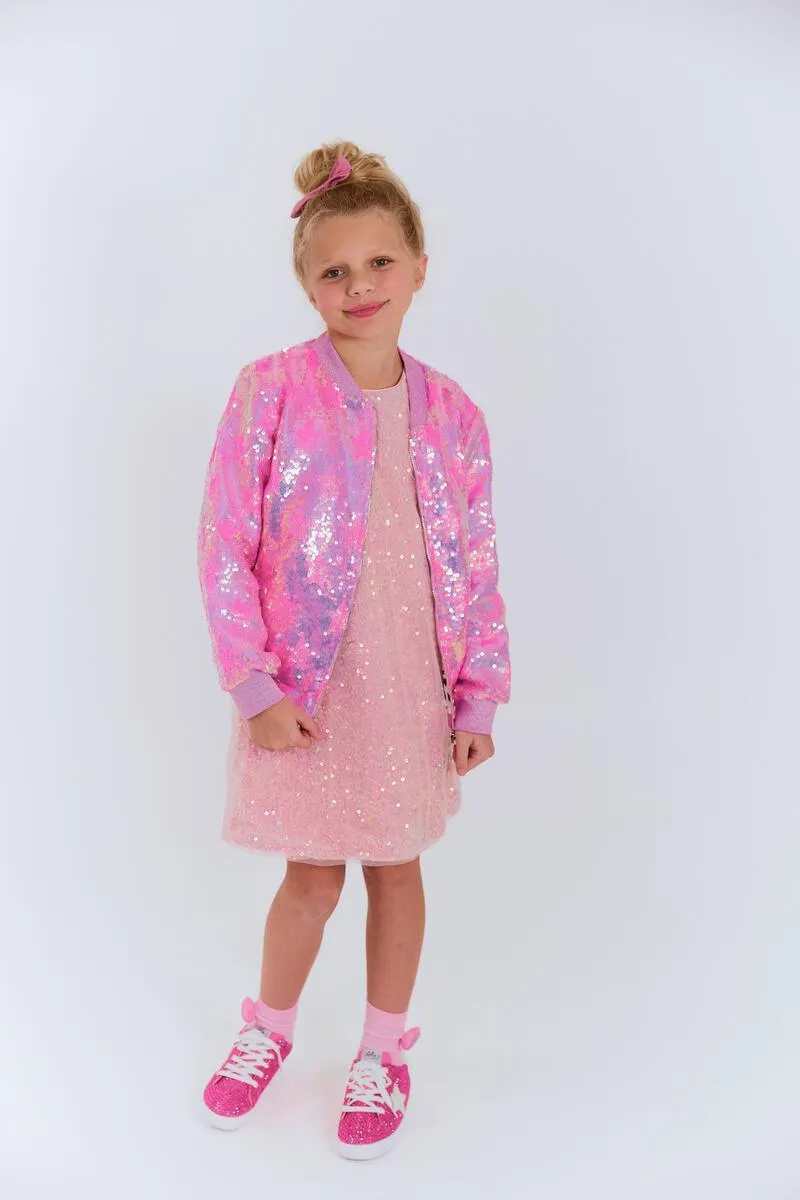 Tween Outerwear | Swiftie Sequin Bomber- Pink Star | Lola and the Boys