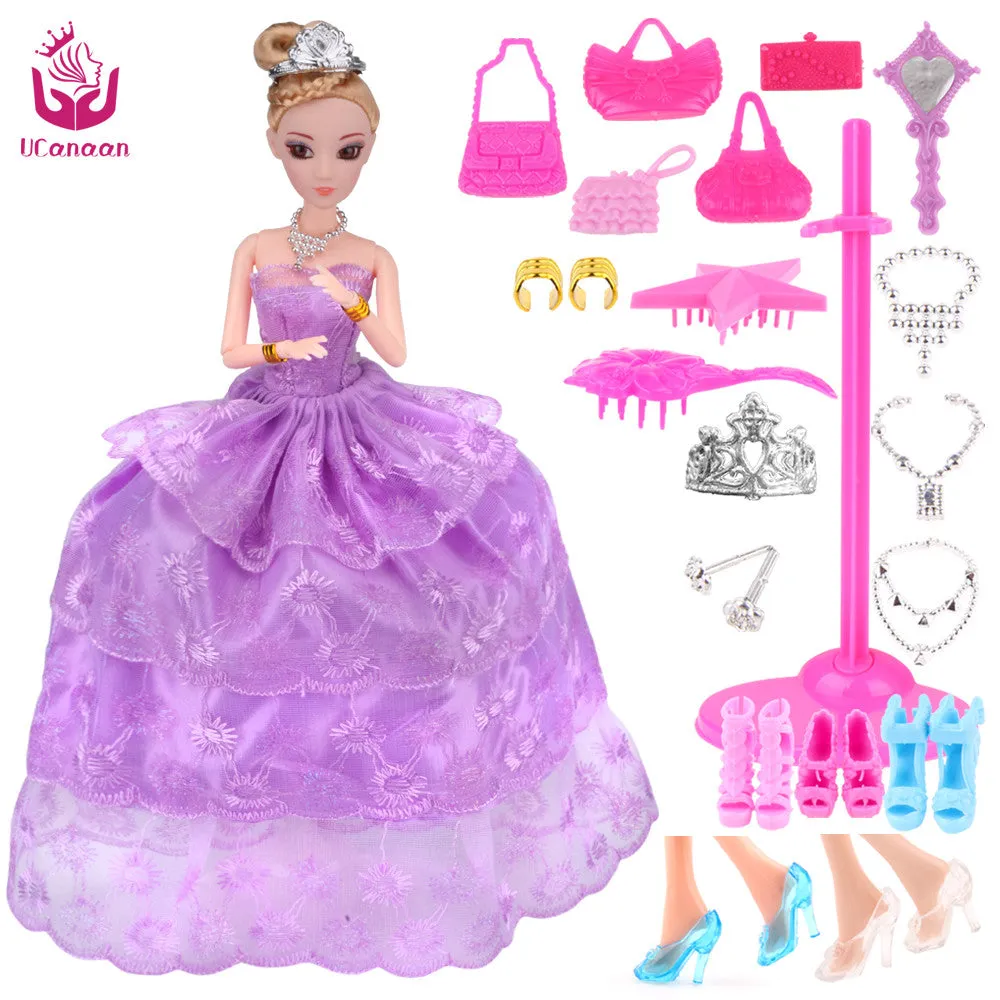 UCanaan New Favorite Princess Doll Fashion Party Wedding Dress Moveable Joint Body Classic Toys Best Gift for Girls Friends