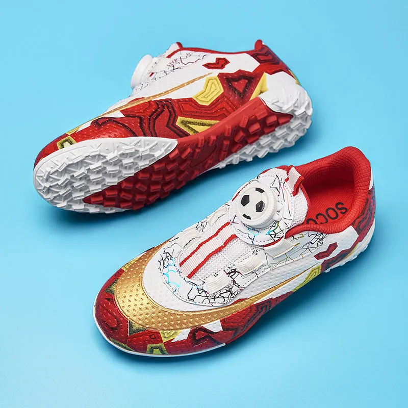 Unisex Soccer Shoes for Kids, Rotating Button, TF Studs