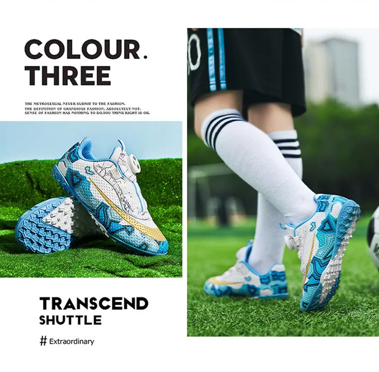 Unisex Soccer Shoes for Kids, Rotating Button, TF Studs