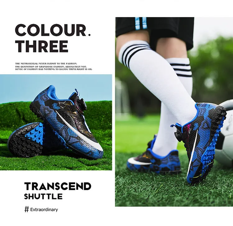 Unisex Soccer Shoes for Kids, Rotating Button, TF Studs