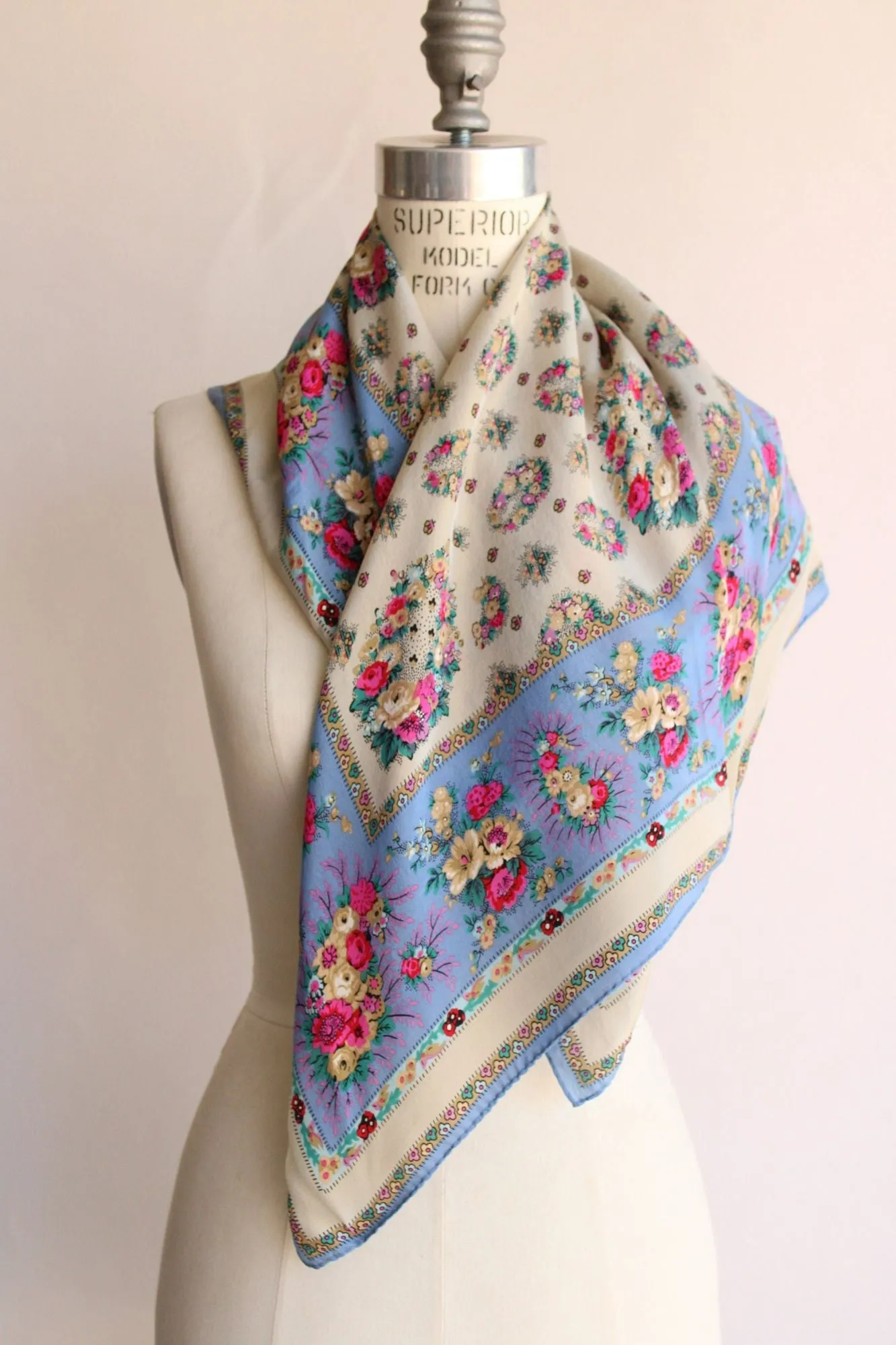 Vintage 1980s Liz Claiborne Floral Print Silk Scarf