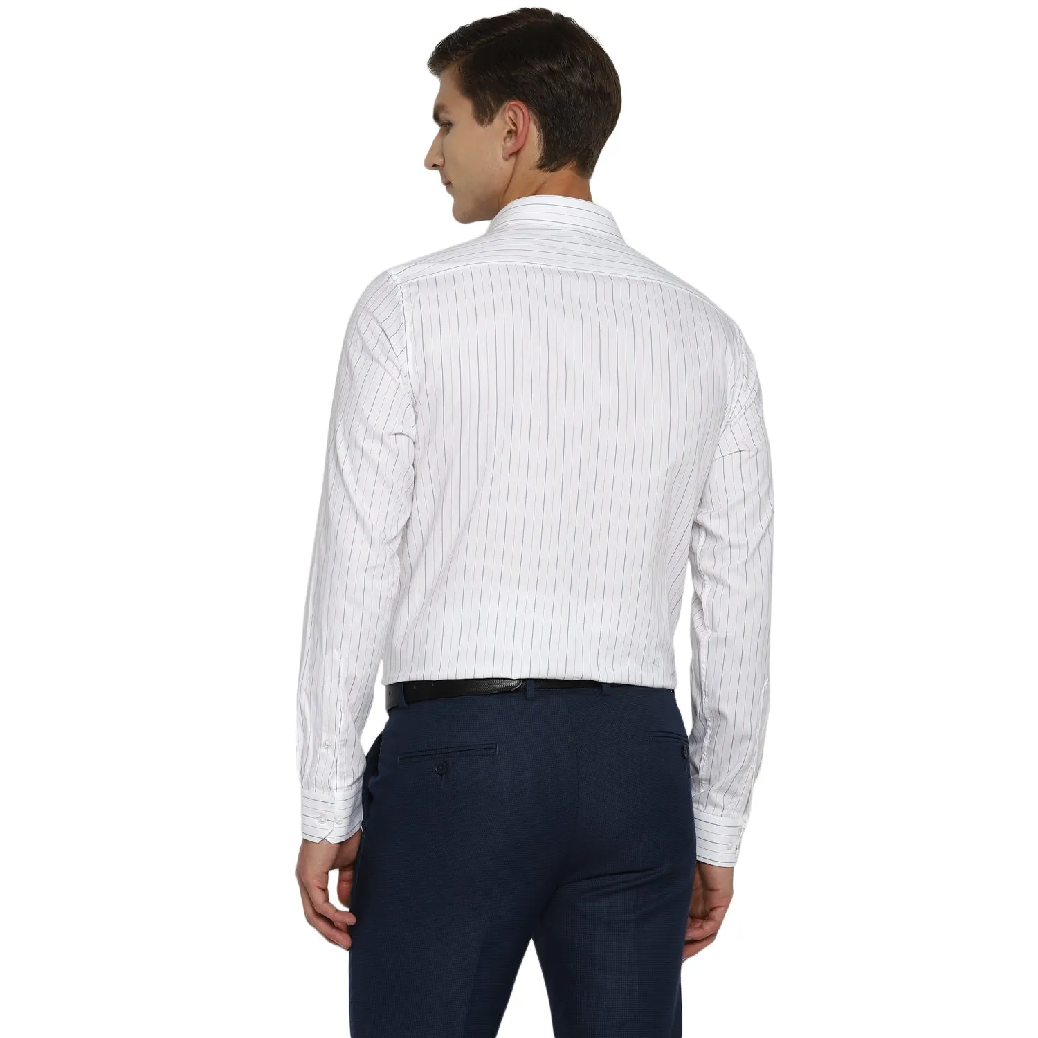 White Cotton Striped Slim Fit Shirts