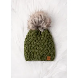 Winter Hat With Pom Olive