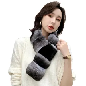 Women New Genuine Chinchilla Fur Scarf with Natural Mink Fur Scarf Neck Warmer Fur Collar Luxury Neckerchief for Ladies