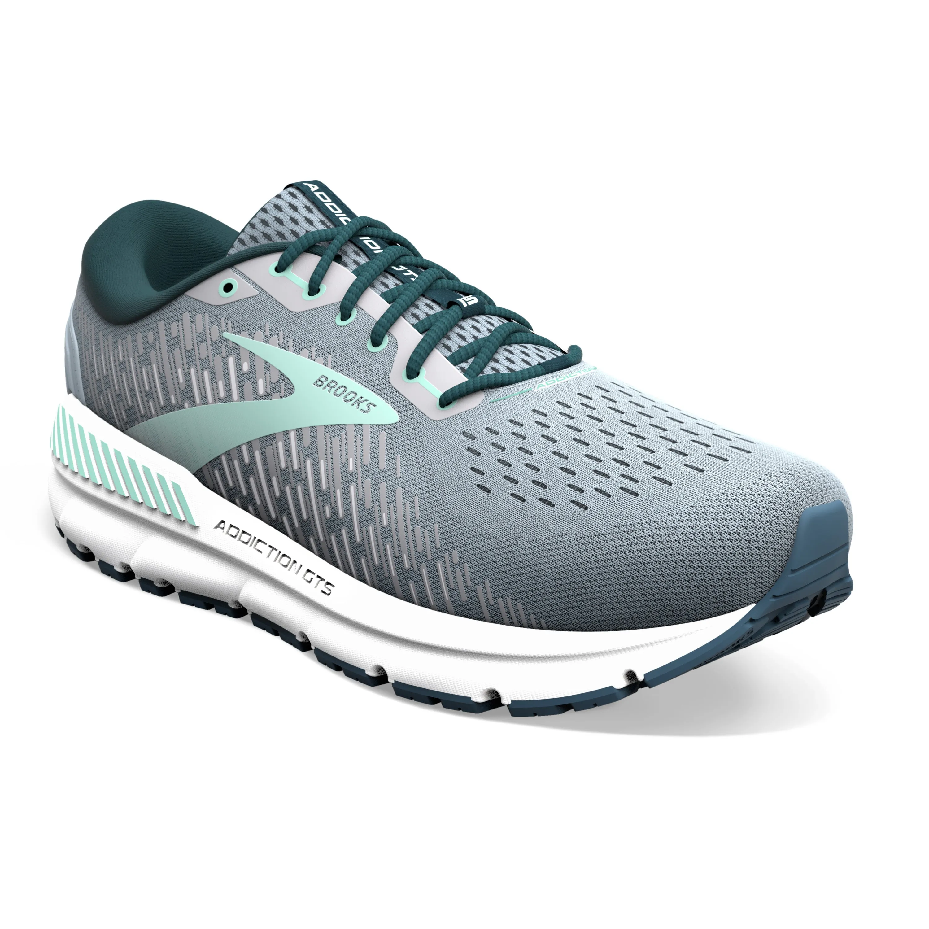 Women's Brooks Addiction GTS 15 1203521D099 Color: Grey/Navy/Aqua (WIDE WIDTH)