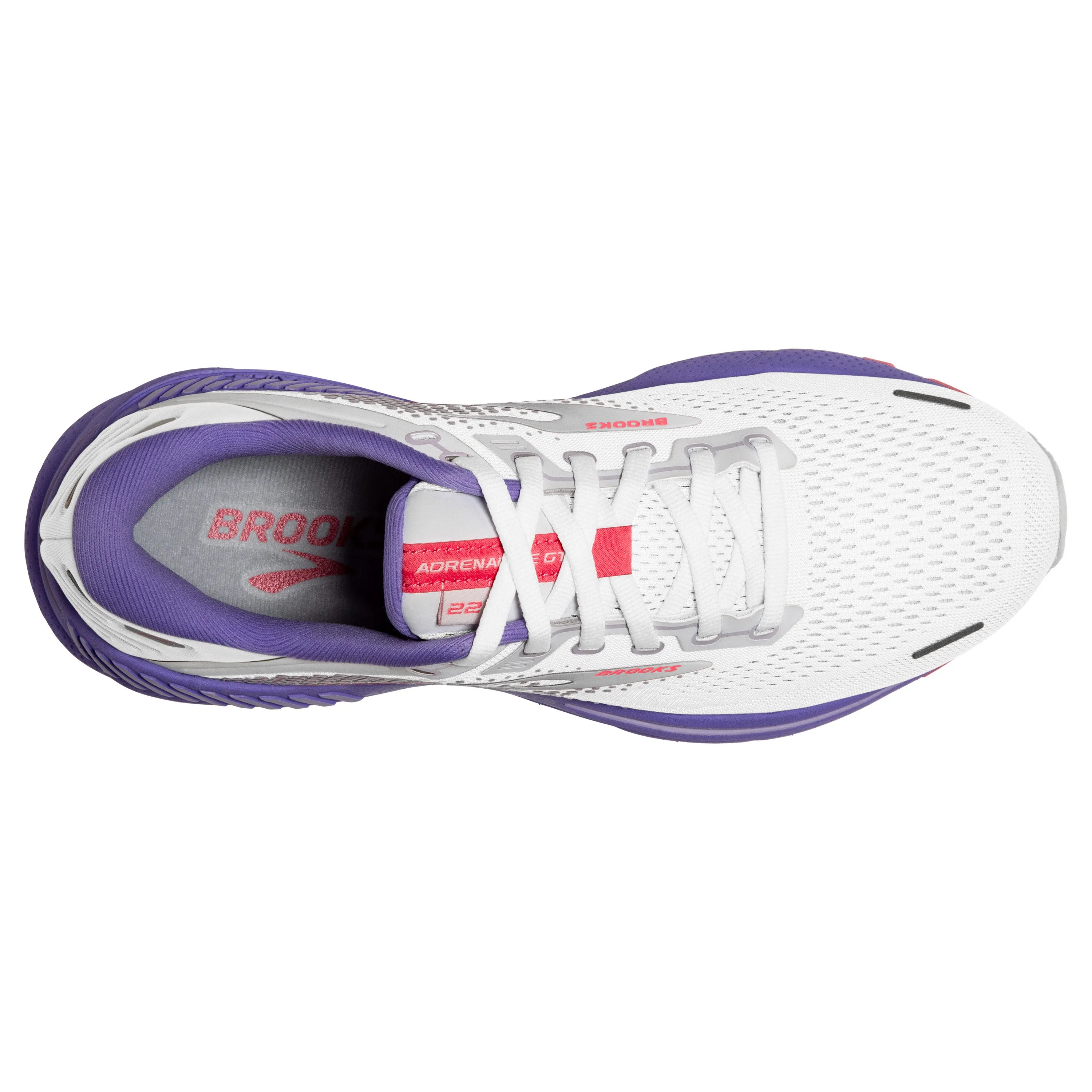 Women's Brooks Adrenaline GTS 22 Color: White/Coral/Purple