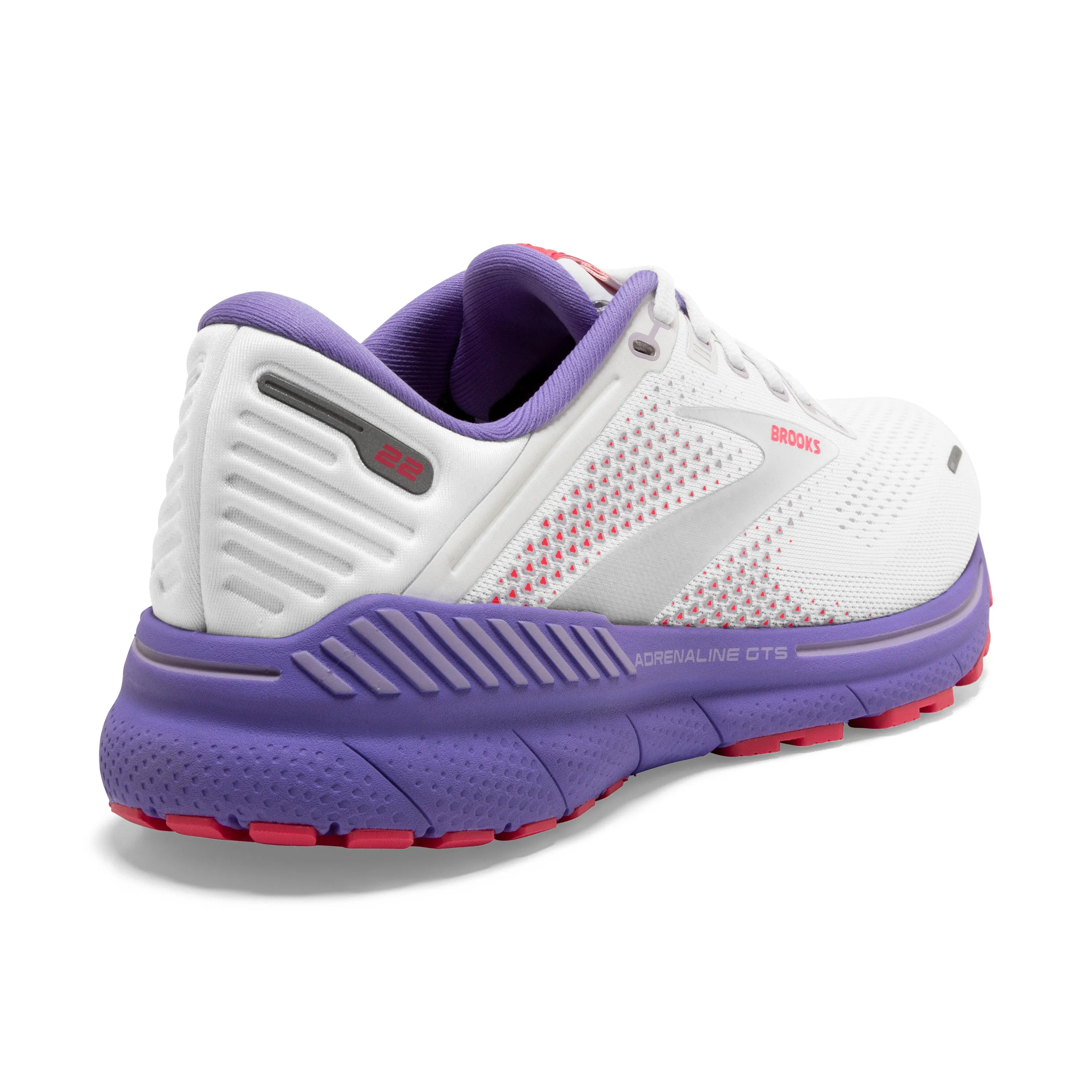 Women's Brooks Adrenaline GTS 22 Color: White/Coral/Purple