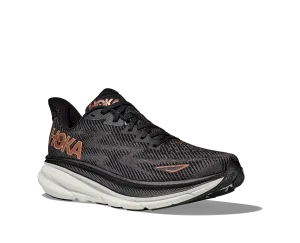 Women's Hoka Clifton 9 Color: Black/Copper (WIDE WIDTH)