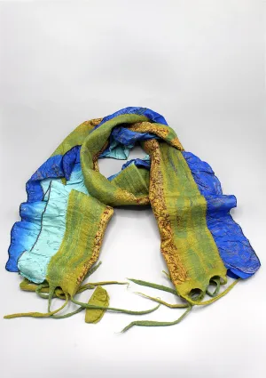 Yellow Blue Eco Friendly Felt Wool Women's Scarf