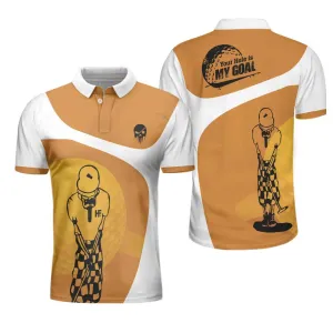 Your Hole Is My Goal Skull Polo Shirt, Light Brown Skeleton Golfer Polo Shirt, Best Golf Shirt For Men Coolspod