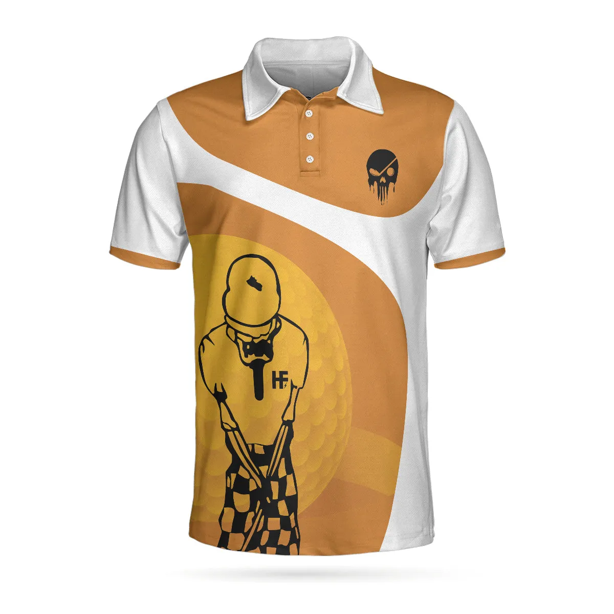 Your Hole Is My Goal Skull Polo Shirt, Light Brown Skeleton Golfer Polo Shirt, Best Golf Shirt For Men Coolspod