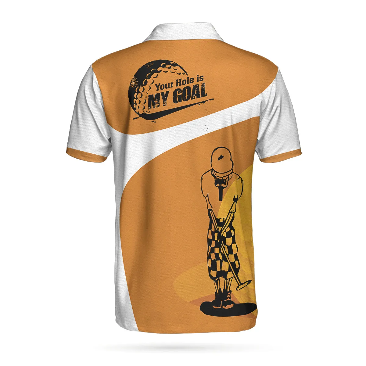 Your Hole Is My Goal Skull Polo Shirt, Light Brown Skeleton Golfer Polo Shirt, Best Golf Shirt For Men Coolspod