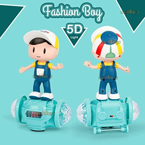 Zest 4 Toyz Musical Toy for Kids 360 Degree Rotating Dancing Boy Doll Toy with 5d Light & Sound Bump & Go Action Toy for 1 Year Old Kids Boys Girls(Battery Included)